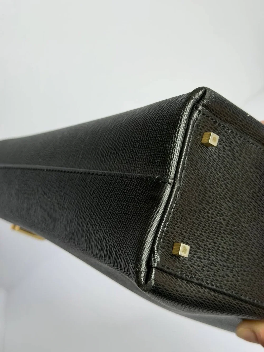 Salvatore Ferragamo Structured Black Leather Handbag